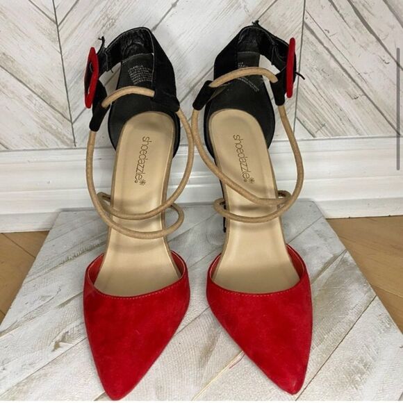 Shoe dazzle red and black high heel shoe - Picture 3 of 7